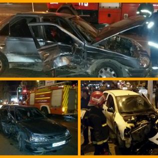 آتش نشانی نیشابور - تصادف شدید خودرو 206 و پژو پارس در بلوار جانبازان