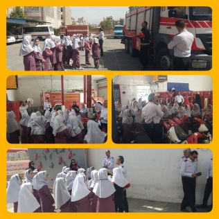 آتش نشانی نیشابور - بازدید دانش آموزان مدرسه شقایق مهر از ایستگاه مرکزی آتش نشانی نیشابور