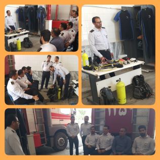 آتش نشانی نیشابور - برگزاری کارگاه آموزشی آشنایی آتش نشانان و نجاتگران با لوازم و تجهیزات غواصی